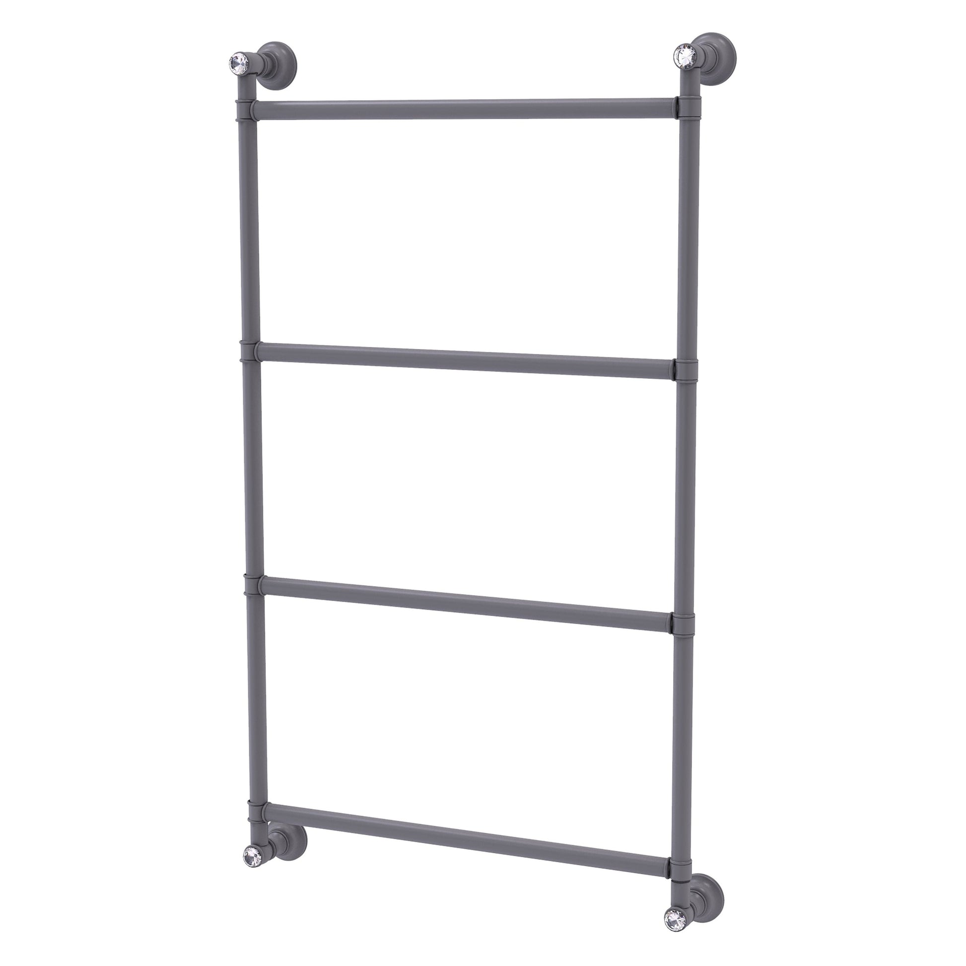 Allied Brass Carolina Crystal 36" x 3.3" Matte Gray Solid Brass 4 Tiers Ladder Towel Bar