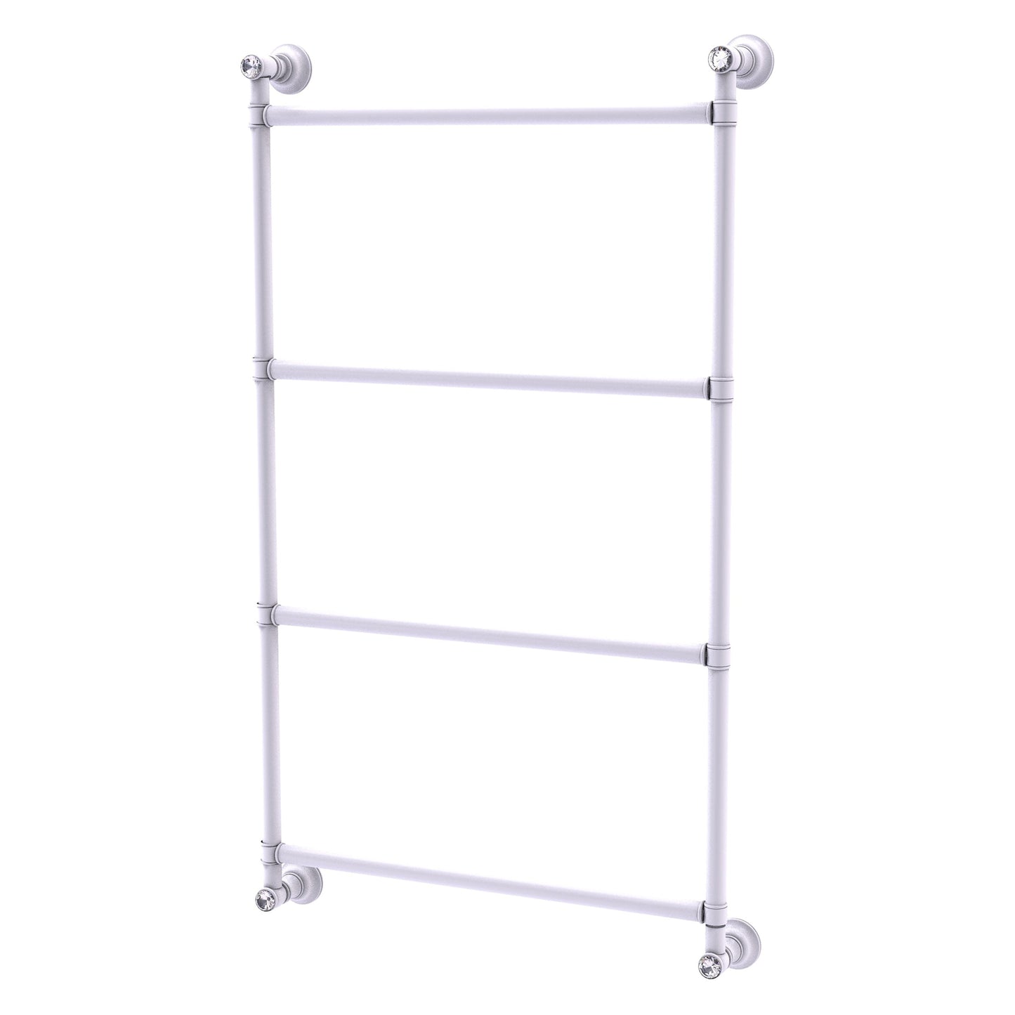 Allied Brass Carolina Crystal 36" x 3.3" Matte White Solid Brass 4 Tiers Ladder Towel Bar