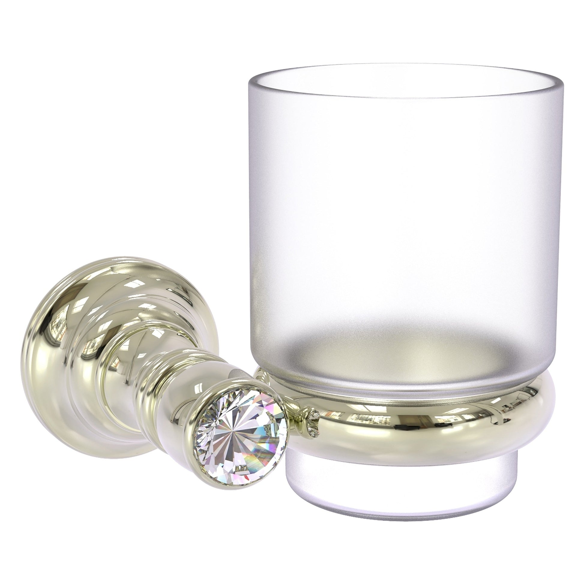 Allied Brass Carolina Crystal 4.3" x 4" Polished Nickel Solid Brass Wall-Mounted Tumbler Holder