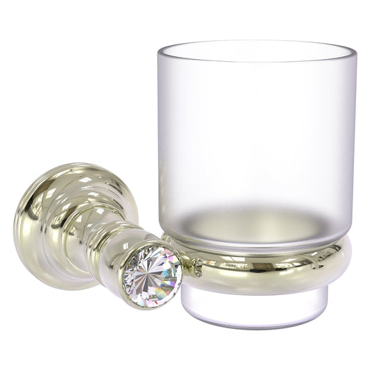 Allied Brass Carolina Crystal 4.3" x 4" Polished Nickel Solid Brass Wall-Mounted Tumbler Holder