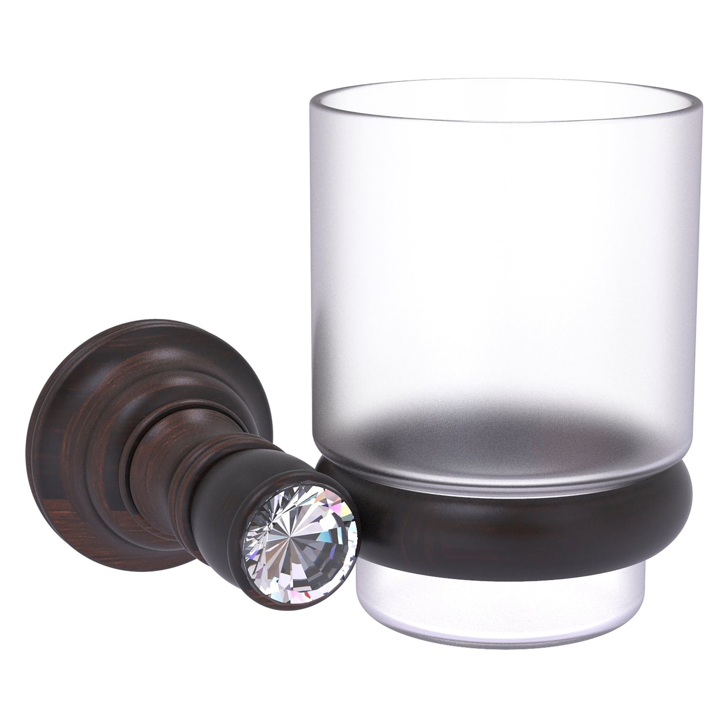 Allied Brass Carolina Crystal 4.3" x 4" Venetian Bronze Solid Brass Wall-Mounted Tumbler Holder