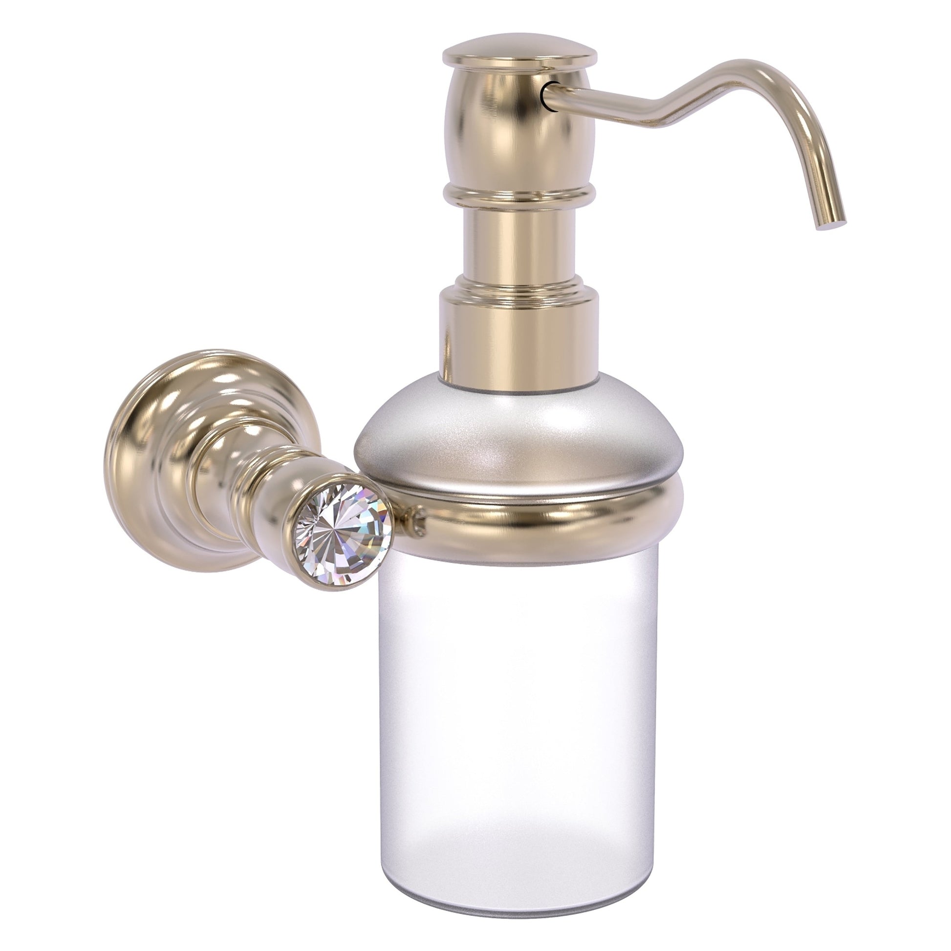 Allied Brass Carolina Crystal 4.3" x 7" Antique Pewter Solid Brass Wall-Mounted Soap Dispenser