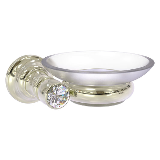 Allied Brass Carolina Crystal 5" x 4.6" Polished Nickel Solid Brass Wall-Mounted Soap Dish