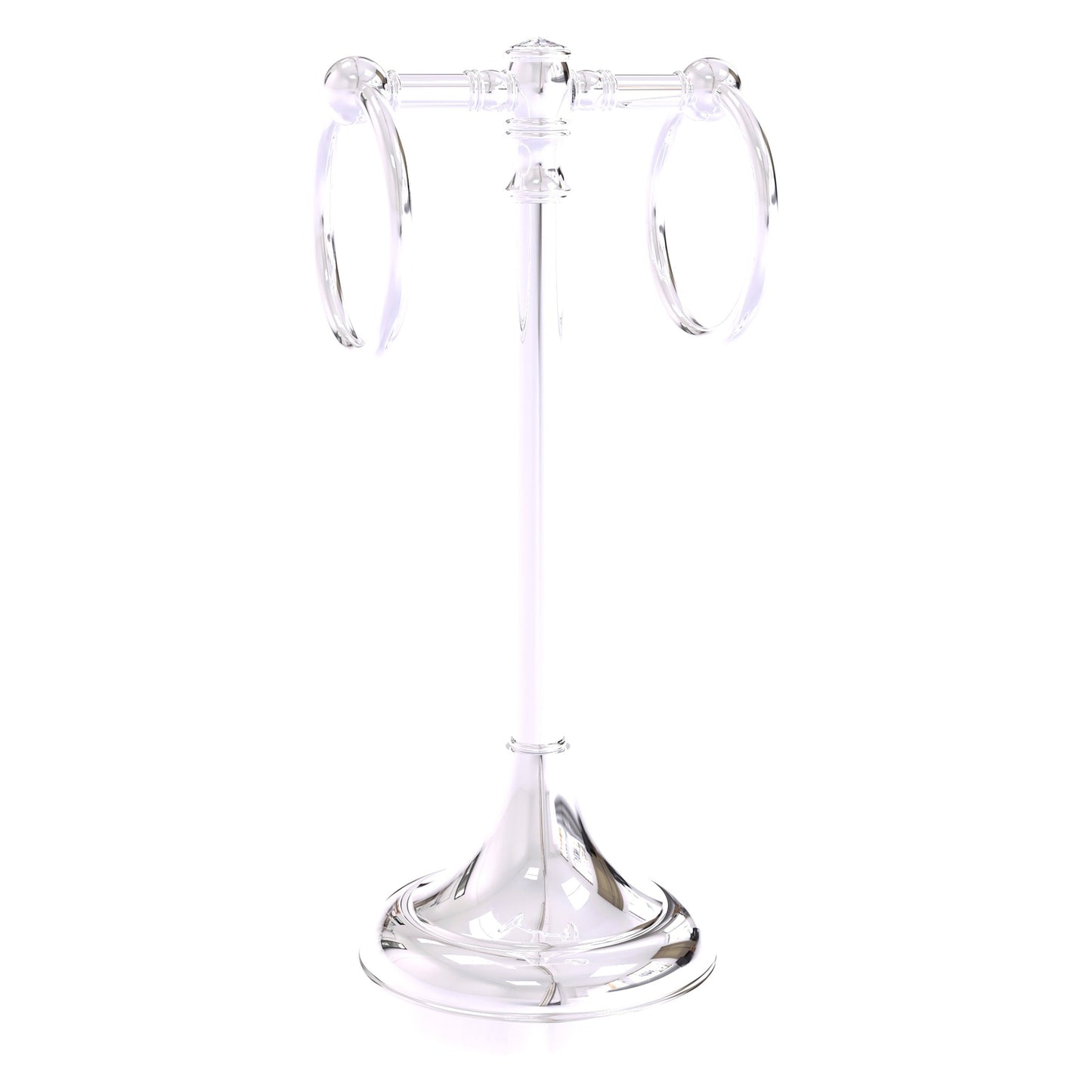 Allied Brass Carolina Crystal 5.5" x 5.5" Polished Chrome Solid Brass 2-Ring Guest Towel Stand