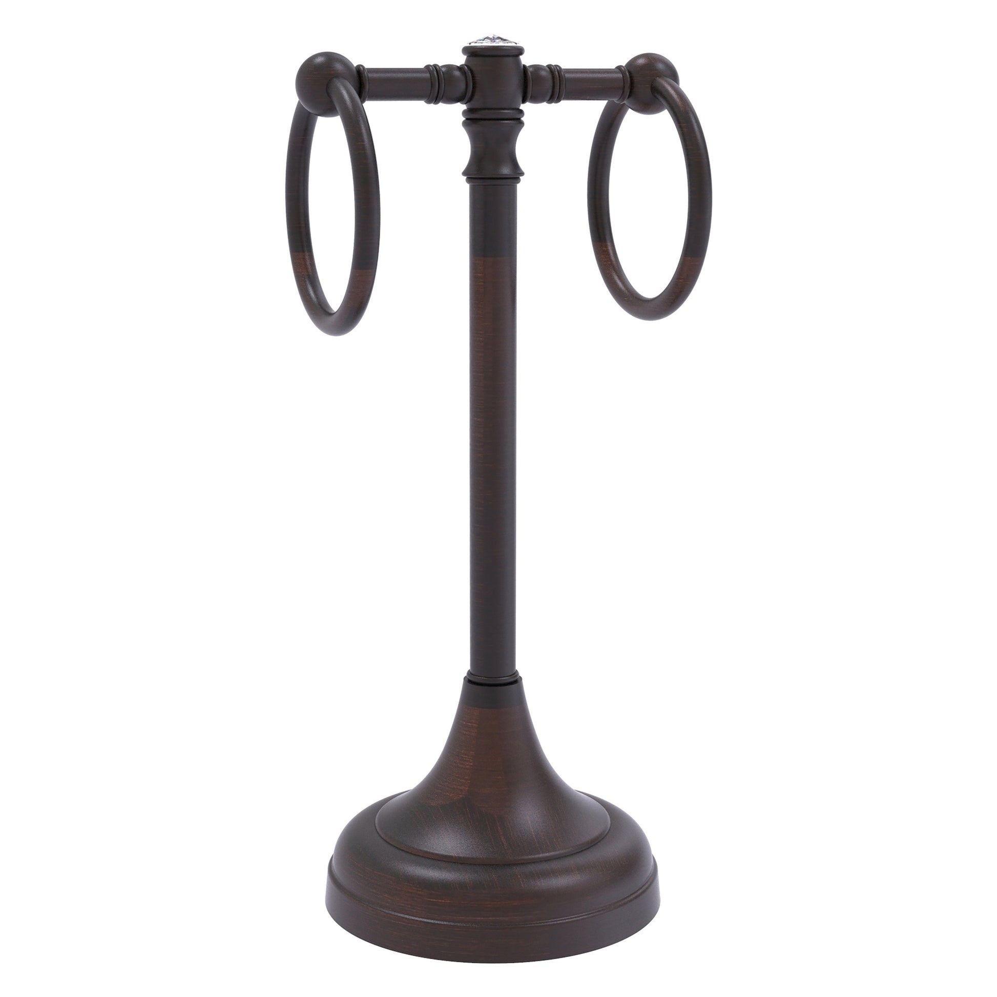 Allied Brass Carolina Crystal 5.5" x 5.5" Venetian Bronze Solid Brass 2-Ring Guest Towel Stand