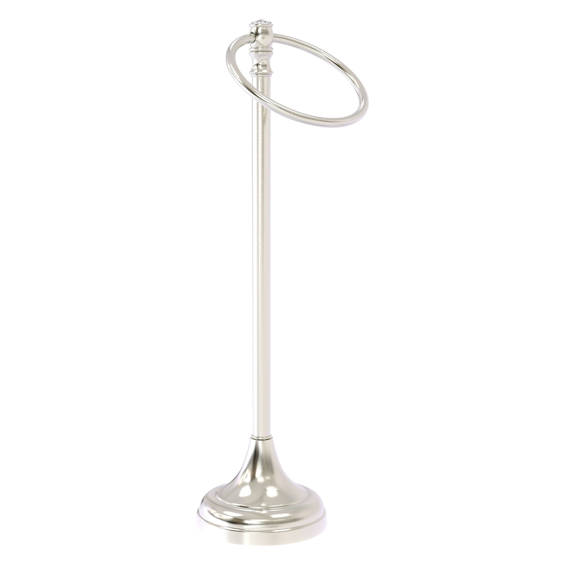 Allied Brass Carolina Crystal 5.5" x 7.5" Satin Nickel Solid Brass Guest Towel Ring Stand