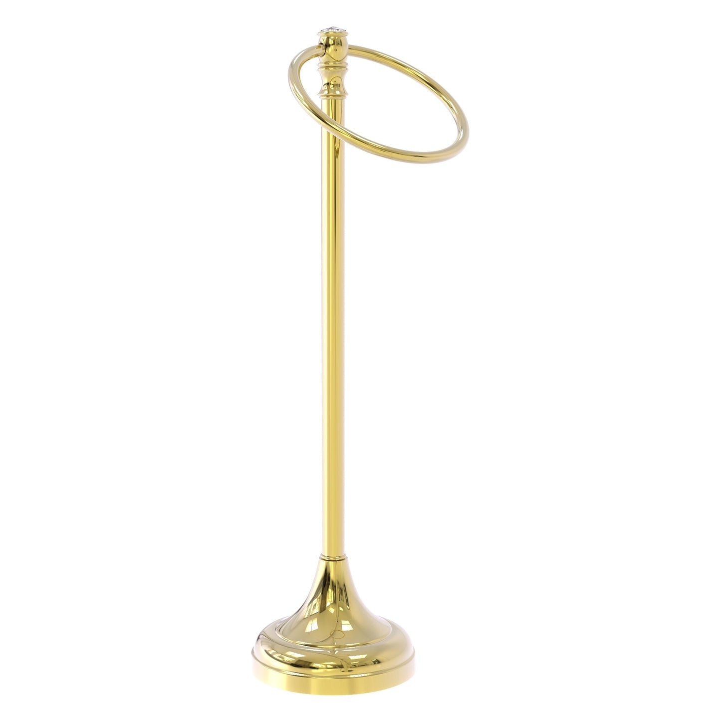 Allied Brass Carolina Crystal 5.5" x 7.5" Unlacquered Brass Solid Brass Guest Towel Ring Stand
