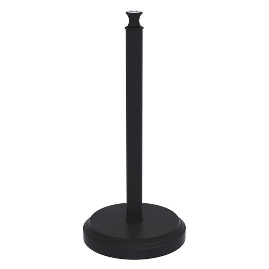 Allied Brass Carolina Crystal 6.5" x 6.5" Matte Black Solid Brass Countertop Paper Towel Stand