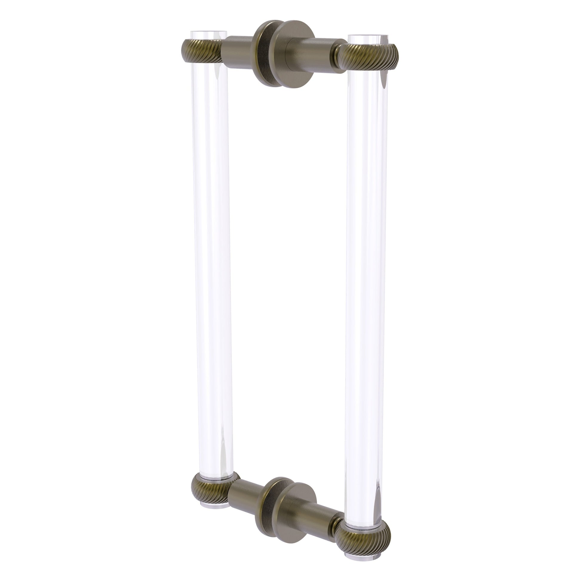 Allied Brass Clearview 13" x 1.7" Antique Brass Solid Brass Back-to-Back Shower Door Pull With Twisted Accents