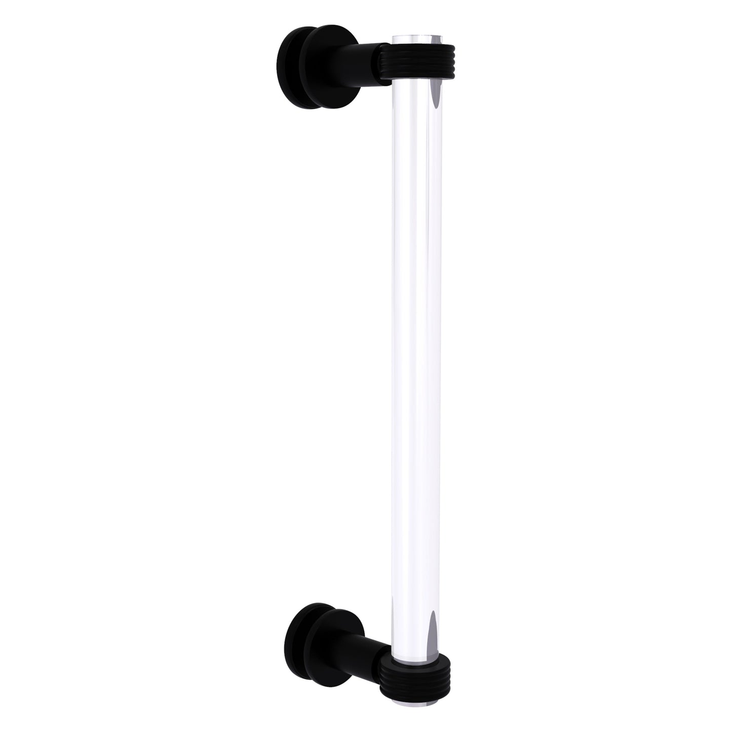 Allied Brass Clearview 13" x 1.7" Matte Black Solid Brass Single Side Shower Door Pull With Grooved Accents