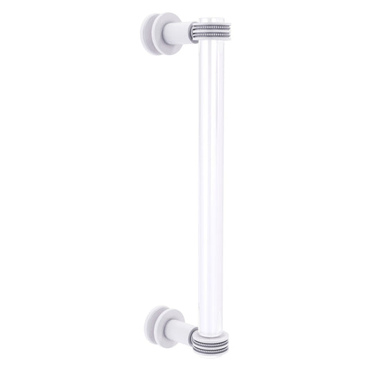 Allied Brass Clearview 13" x 1.7" Matte White Solid Brass Single Side Shower Door Pull With Dotted Accents