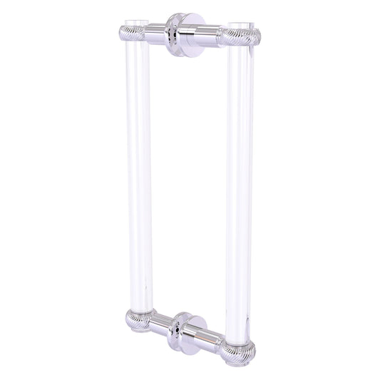 Allied Brass Clearview 13" x 1.7" Polished Chrome Solid Brass Back-to-Back Shower Door Pull With Twisted Accents