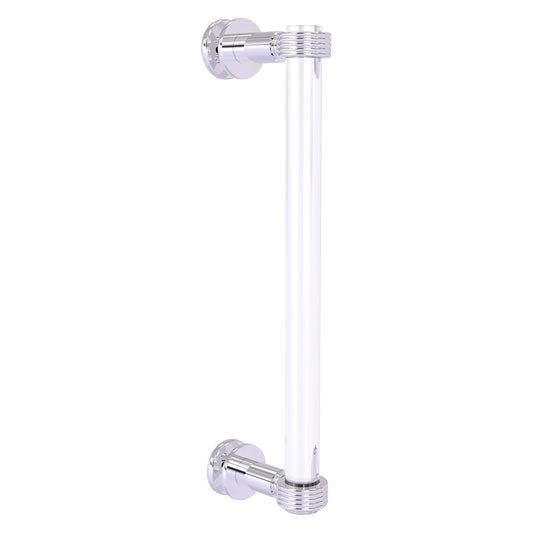Allied Brass Clearview 13" x 1.7" Polished Chrome Solid Brass Single Side Shower Door Pull With Grooved Accents