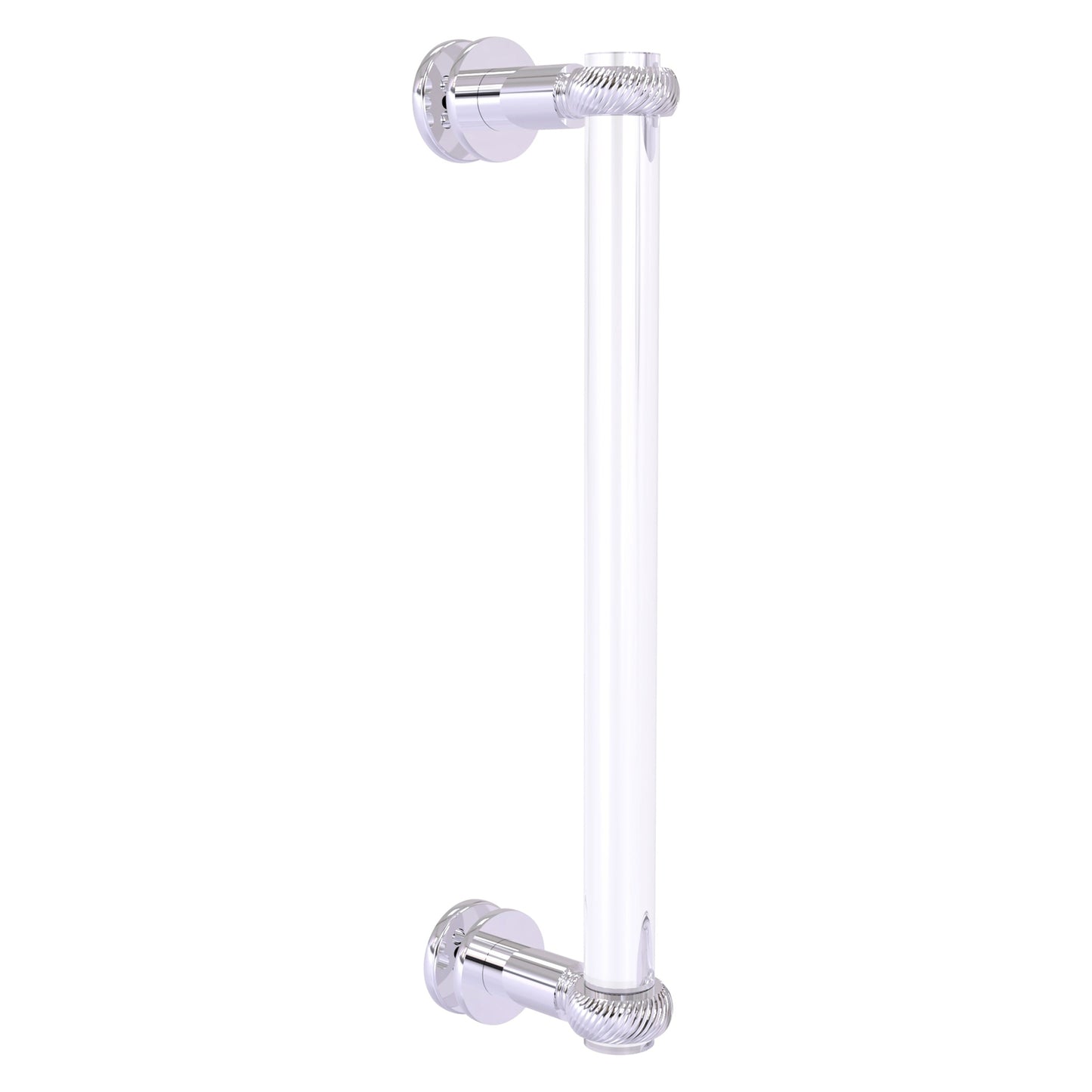 Allied Brass Clearview 13" x 1.7" Polished Chrome Solid Brass Single Side Shower Door Pull With Twisted Accents