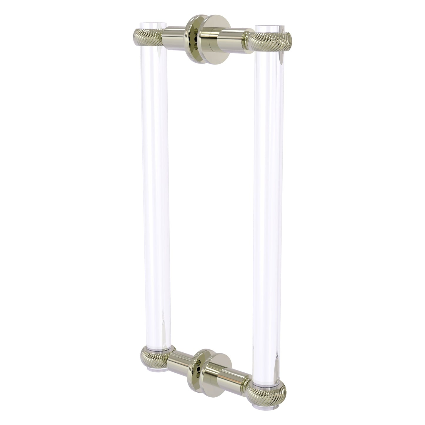 Allied Brass Clearview 13" x 1.7" Polished Nickel Solid Brass Back-to-Back Shower Door Pull With Twisted Accents