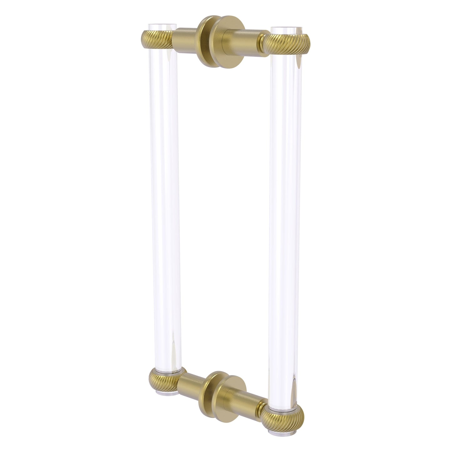 Allied Brass Clearview 13" x 1.7" Satin Brass Solid Brass Back-to-Back Shower Door Pull With Twisted Accents