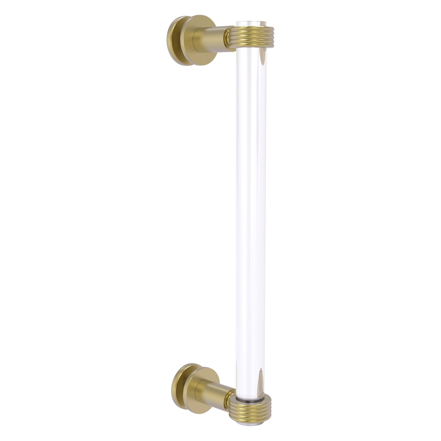 Allied Brass Clearview 13" x 1.7" Satin Brass Solid Brass Single Side Shower Door Pull With Grooved Accents