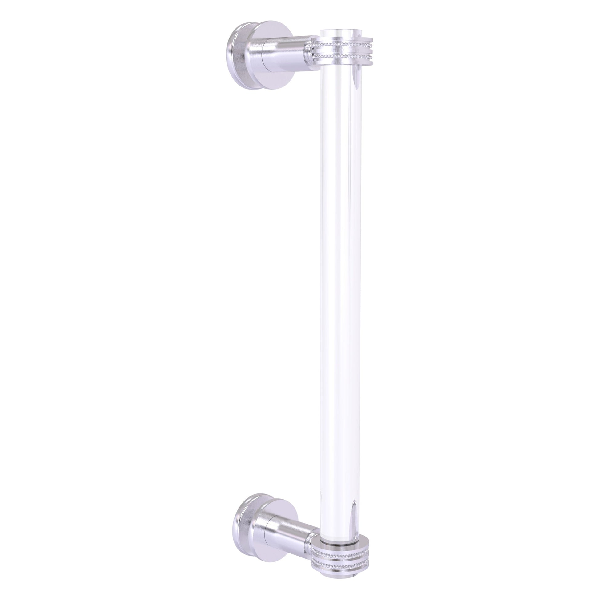 Allied Brass Clearview 13" x 1.7" Satin Chrome Solid Brass Single Side Shower Door Pull With Dotted Accents