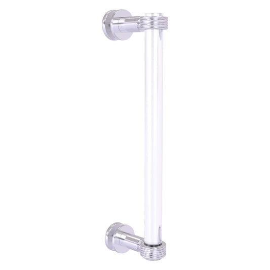Allied Brass Clearview 13" x 1.7" Satin Chrome Solid Brass Single Side Shower Door Pull With Grooved Accents