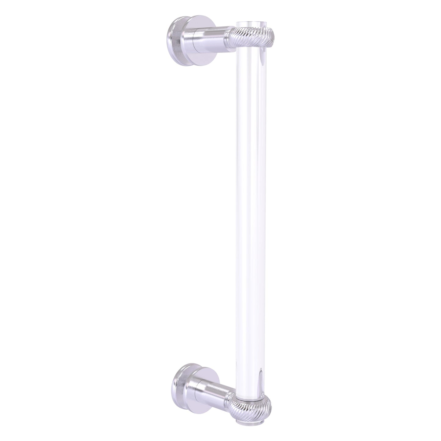 Allied Brass Clearview 13" x 1.7" Satin Chrome Solid Brass Single Side Shower Door Pull With Twisted Accents