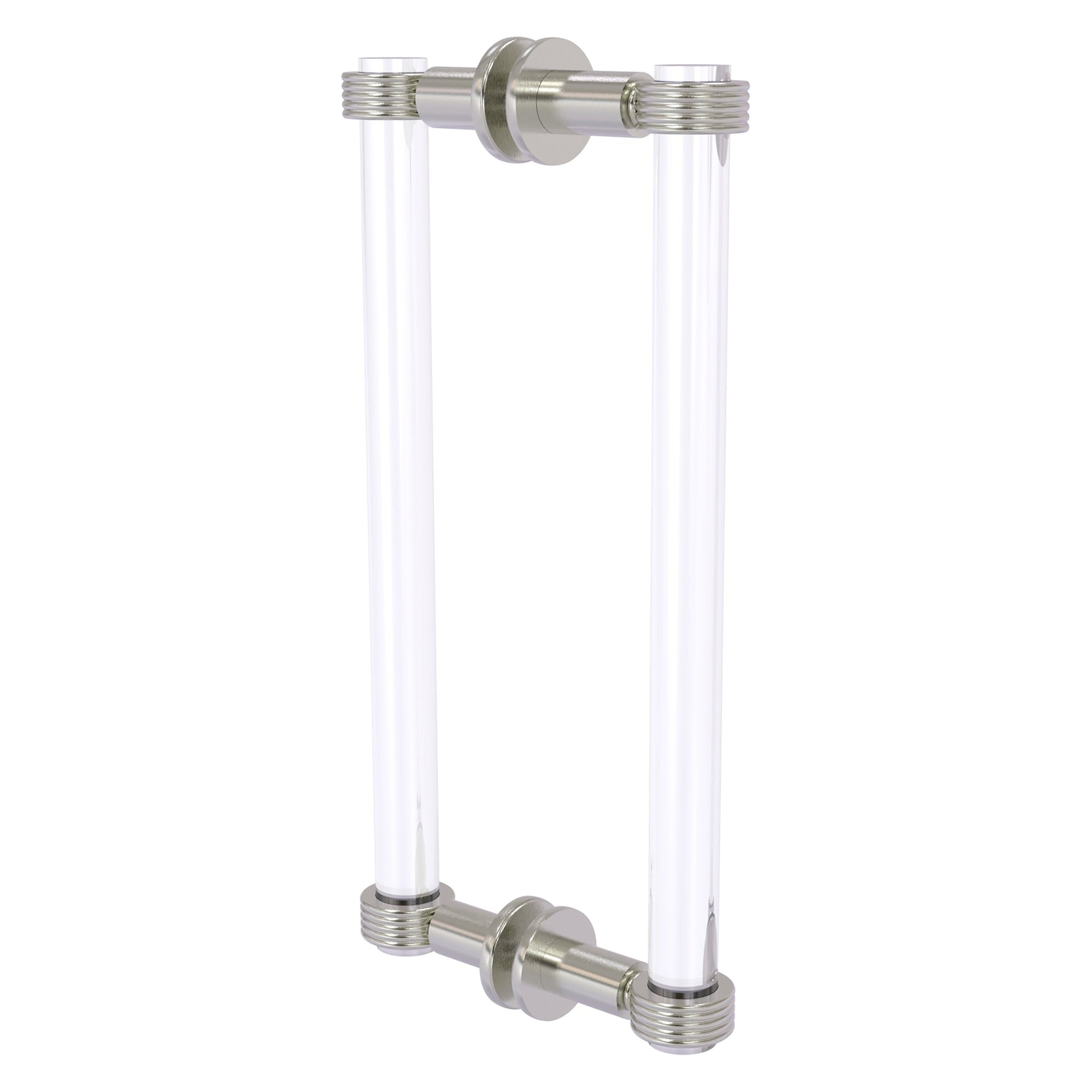 Allied Brass Clearview 13" x 1.7" Satin Nickel Solid Brass Back-to-Back Shower Door Pull With Grooved Accents