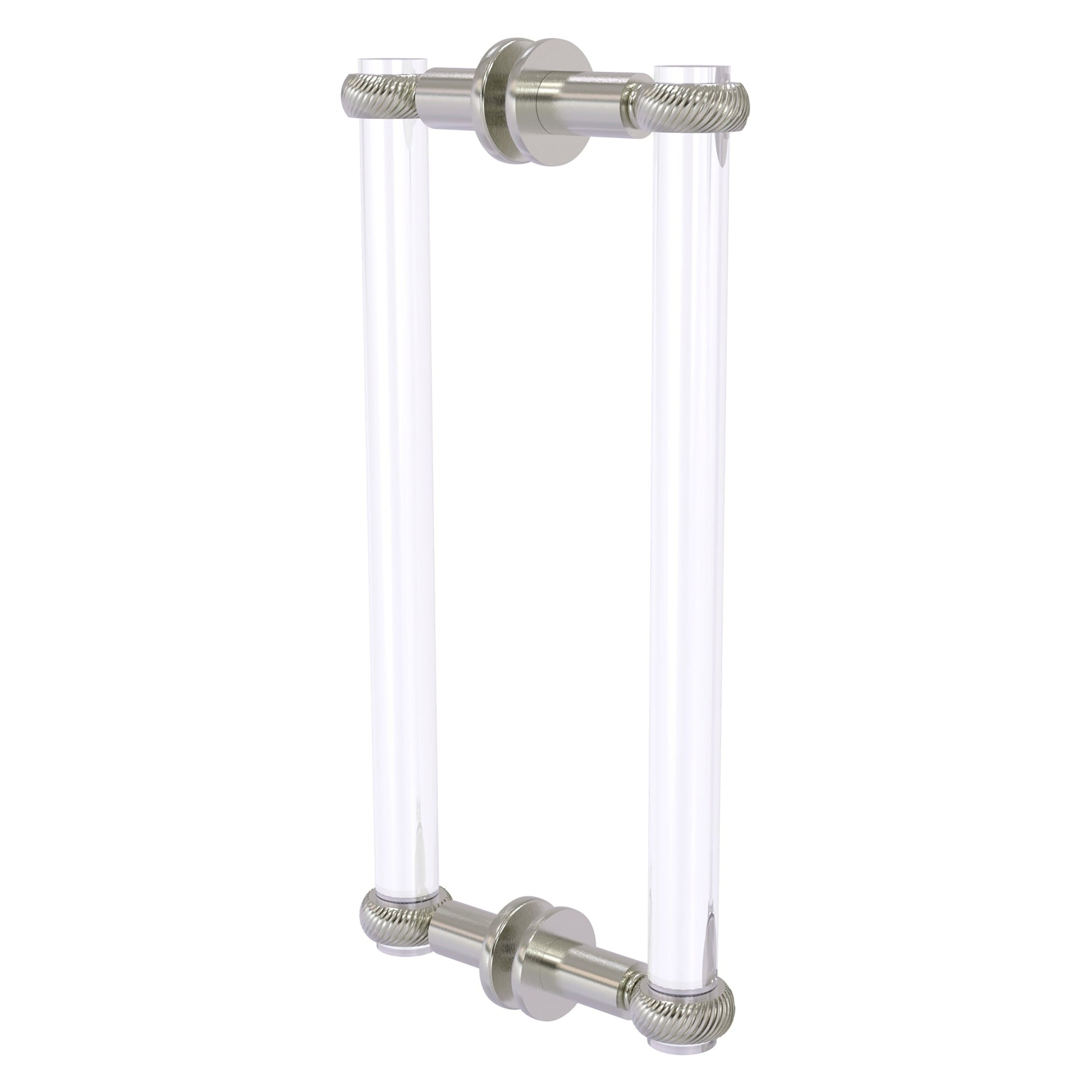 Allied Brass Clearview 13" x 1.7" Satin Nickel Solid Brass Back-to-Back Shower Door Pull With Twisted Accents
