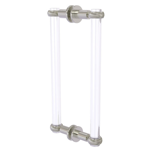 Allied Brass Clearview 13" x 1.7" Satin Nickel Solid Brass Back-to-Back Shower Door Pull With Twisted Accents