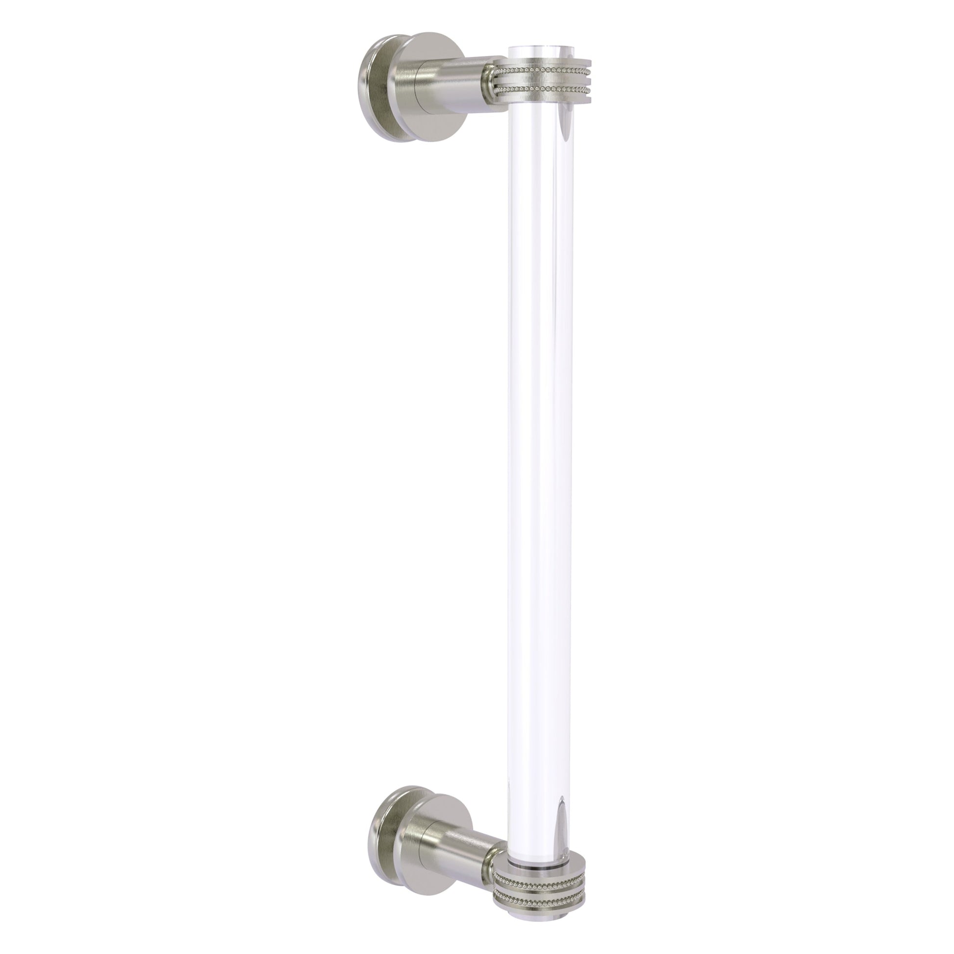 Allied Brass Clearview 13" x 1.7" Satin Nickel Solid Brass Single Side Shower Door Pull With Dotted Accents