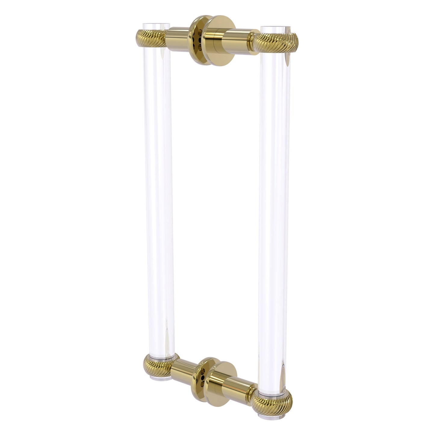 Allied Brass Clearview 13" x 1.7" Unlacquered Brass Solid Brass Back-to-Back Shower Door Pull With Twisted Accents