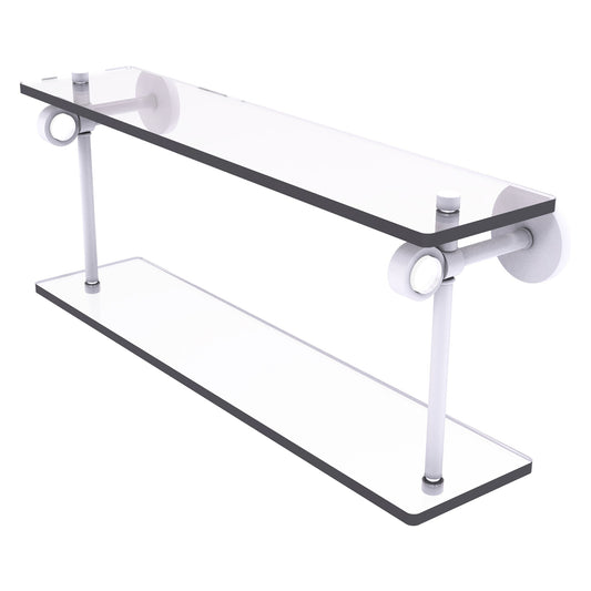Allied Brass Clearview 16" x 5.6" Matte White Solid Brass Two-Tiered Glass Shelf