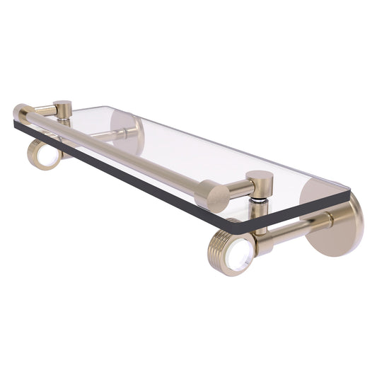 Allied Brass Clearview 16" x 5.65" Antique Pewter Solid Brass Gallery Rail Glass Shelf With Grooved Accents