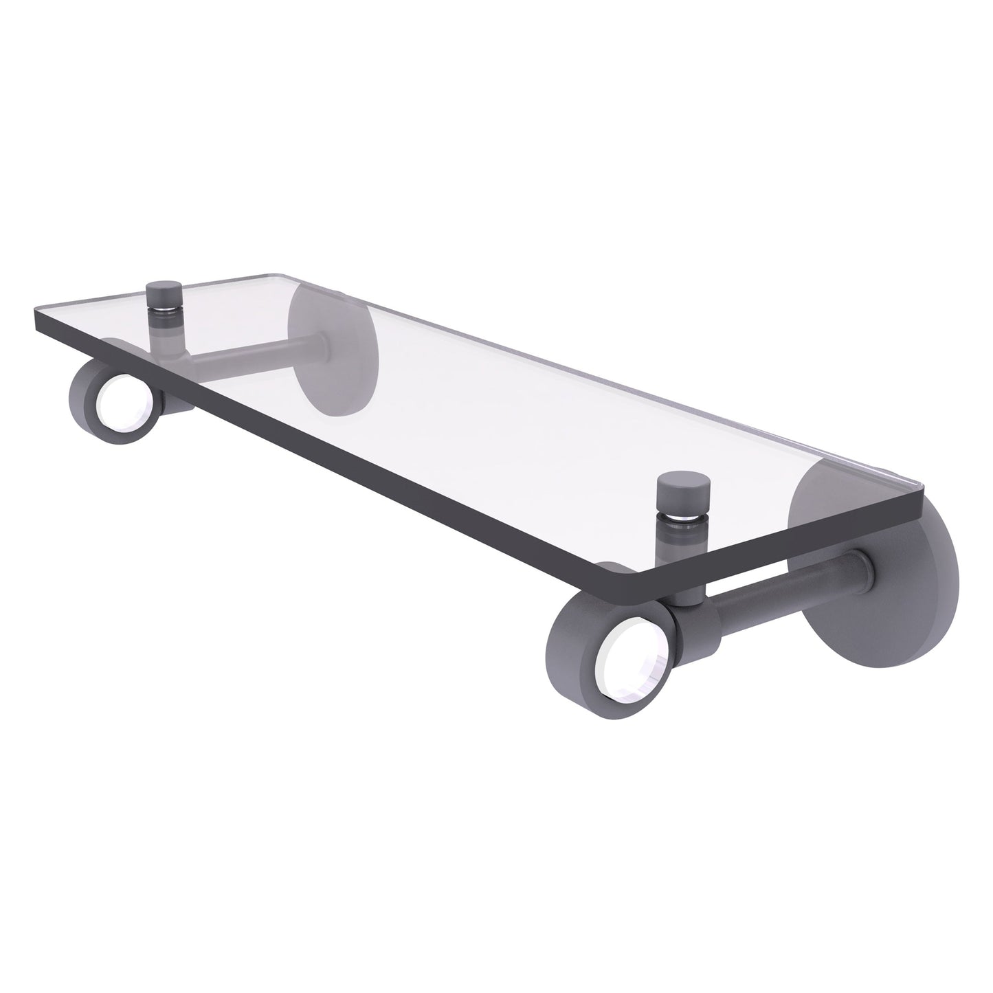 Allied Brass Clearview 16" x 5.65" Matte Gray Solid Brass Glass Shelf