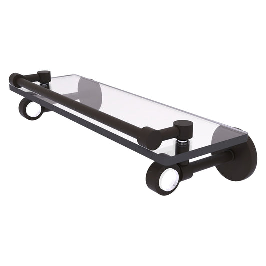 Allied Brass Clearview 16" x 5.65" Oil Rubbed Bronze Solid Brass Glass Shelf With Gallery Rail