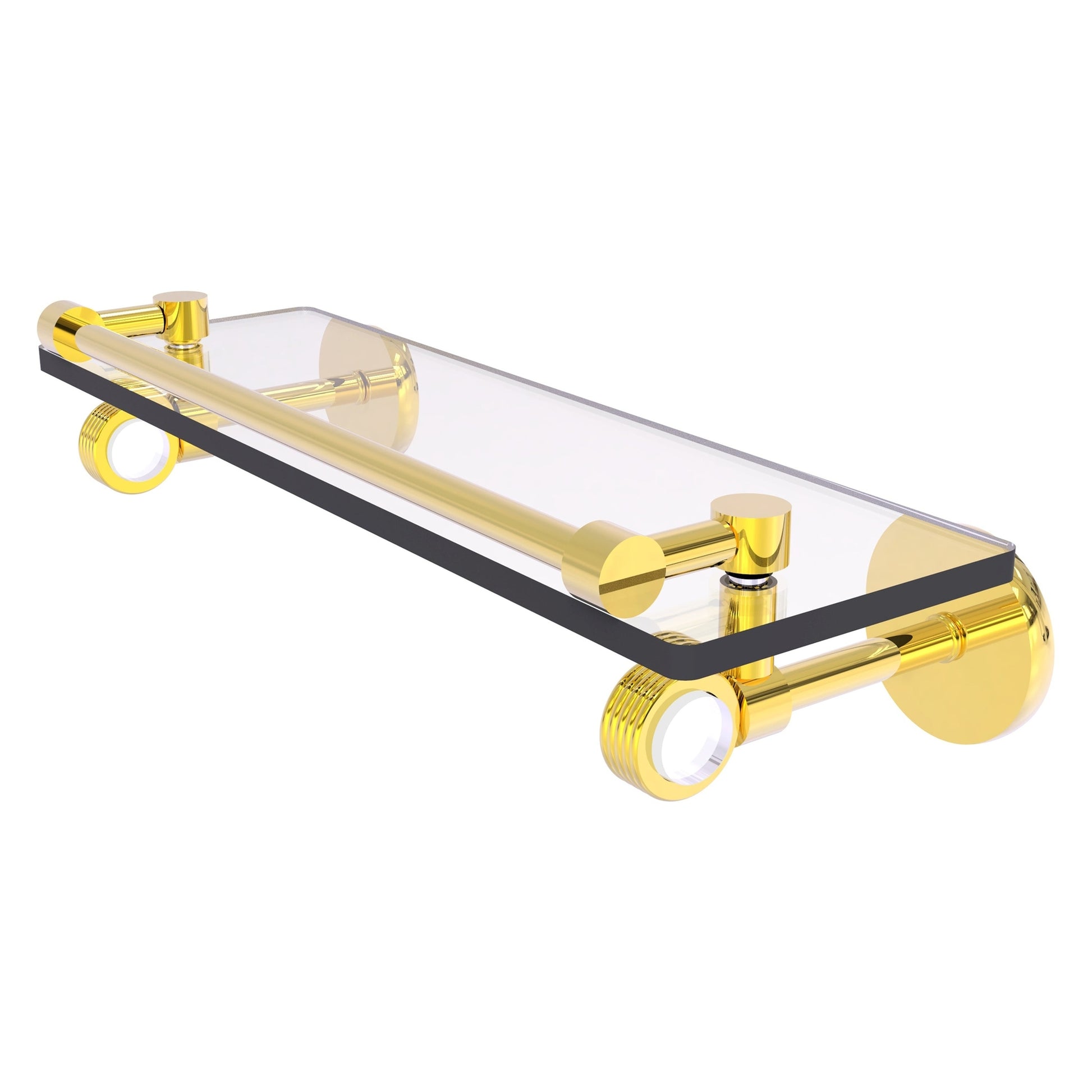 Allied Brass Clearview 16-in Wall Mount Gallery Rail Glass Shelf with  Grooved Accents - Antique Brass