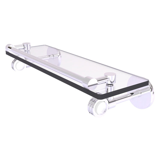 Allied Brass Clearview 16" x 5.65" Polished Chrome Solid Brass Gallery Rail Glass Shelf With Dotted Accents