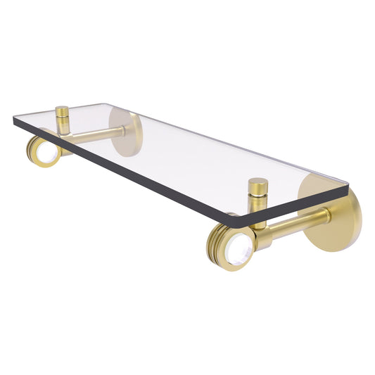 Allied Brass Clearview 16" x 5.65" Satin Brass Solid Brass Glass Shelf With Dotted Accents