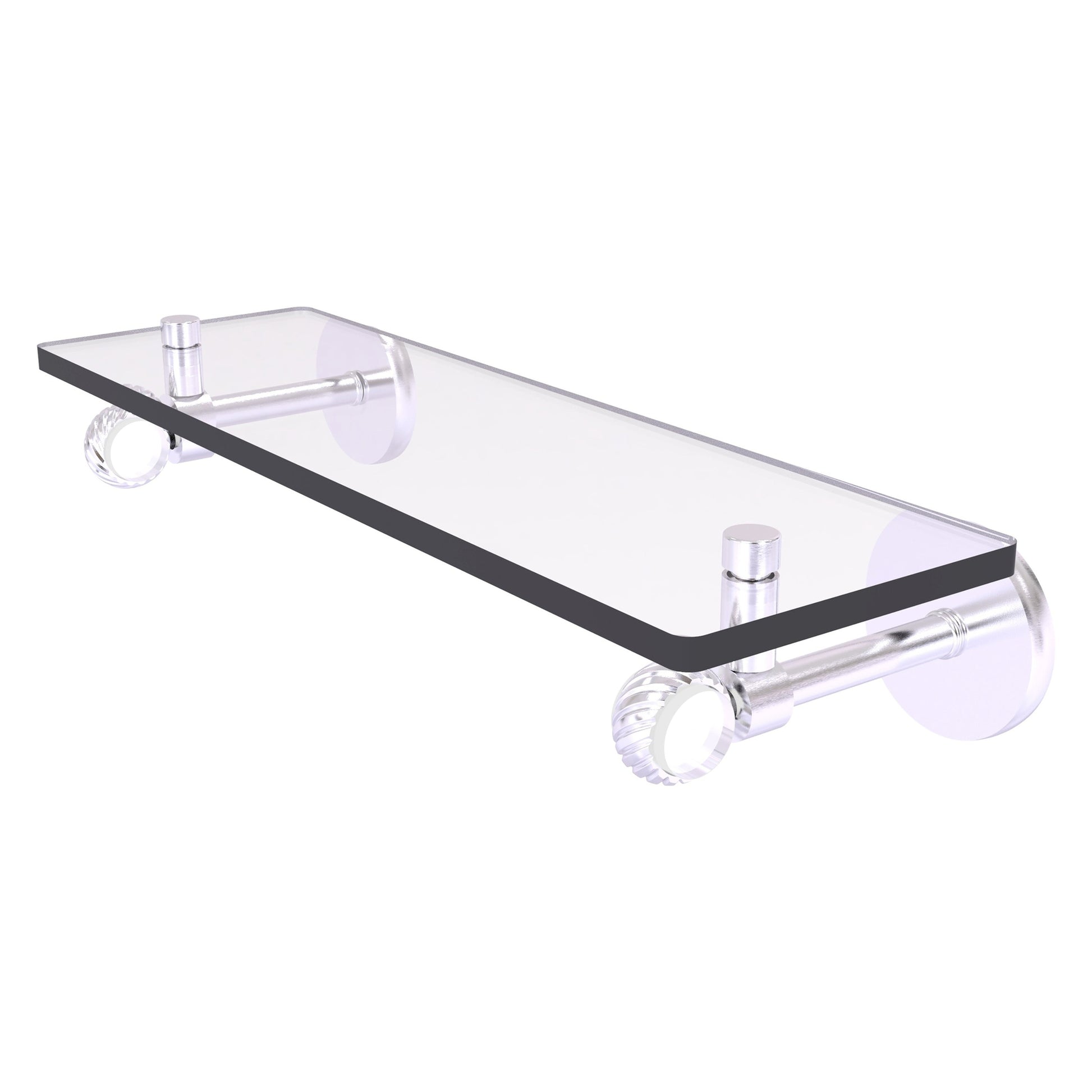 Allied Brass Clearview 16" x 5.65" Satin Chrome Solid Brass Glass Shelf With Twisted Accents