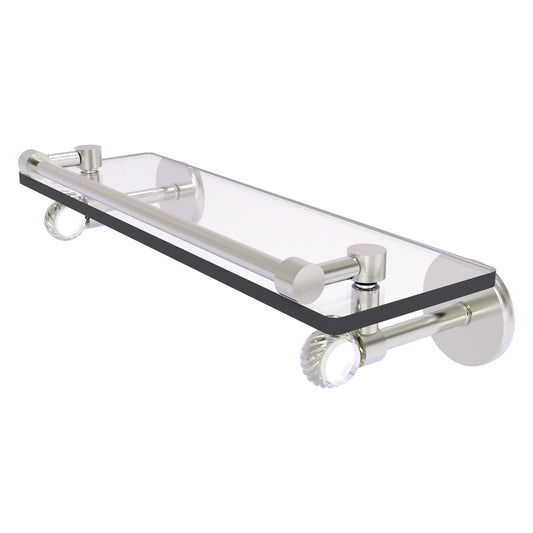 Allied Brass Clearview 16" x 5.65" Satin Nickel Solid Brass Gallery Rail Glass Shelf With Twisted Accents