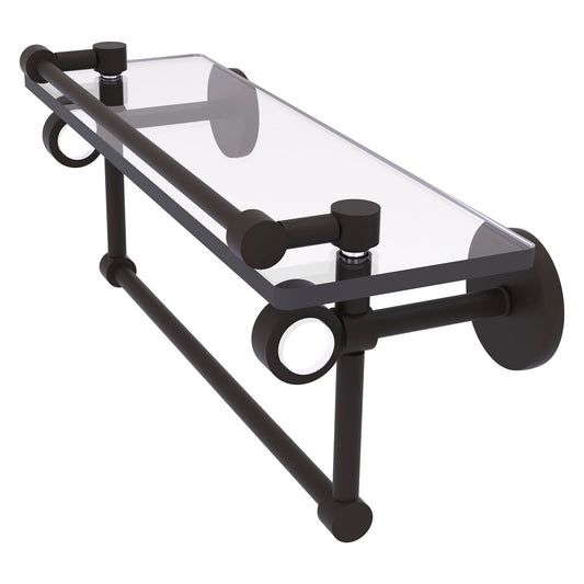 Allied Brass Clearview 16" x 5.8" Oil Rubbed Bronze Solid Brass Glass Shelf With Gallery Rail and Towel Bar