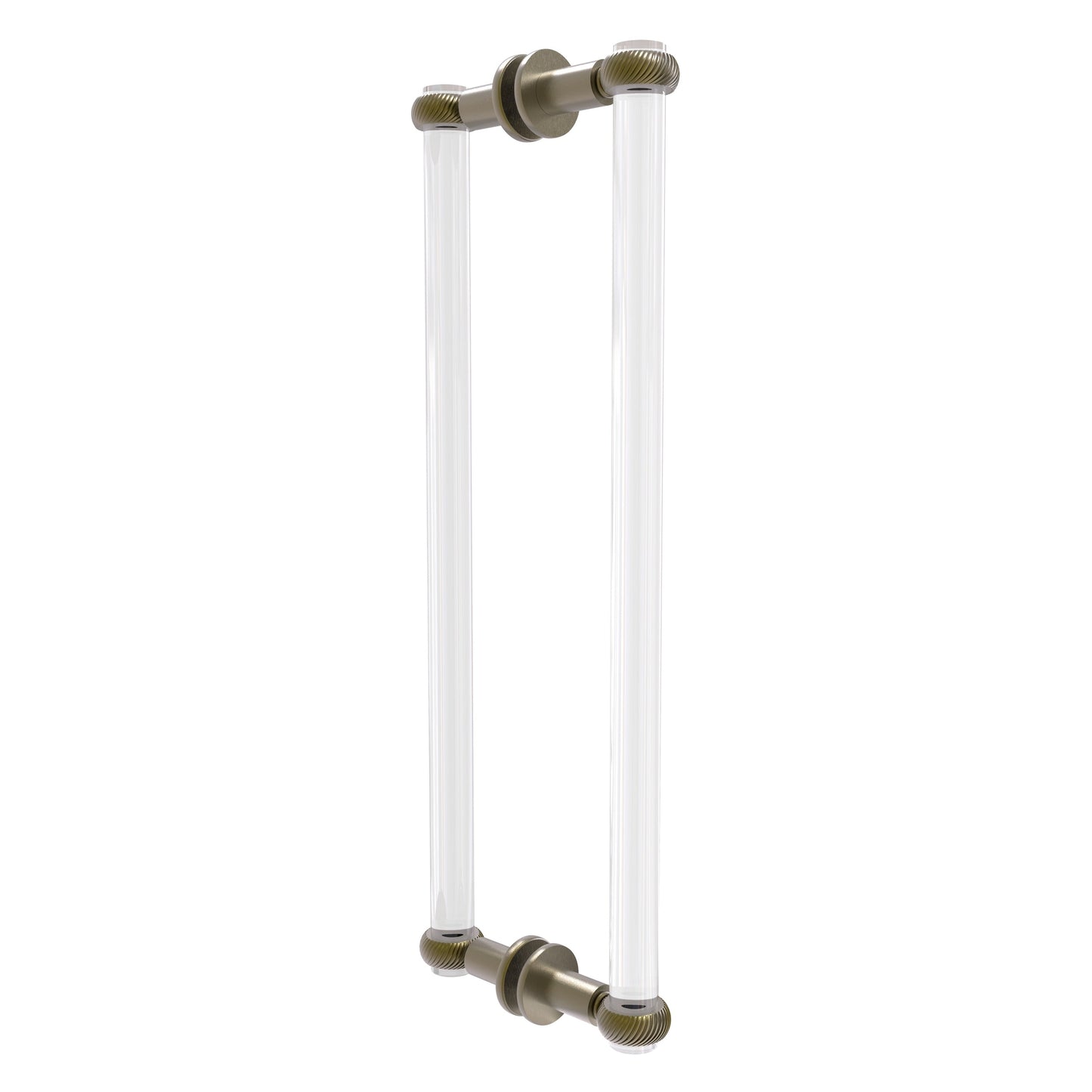Allied Brass Clearview 19" x 1.7" Antique Brass Solid Brass Back-to-Back Shower Door Pull With Twisted Accents