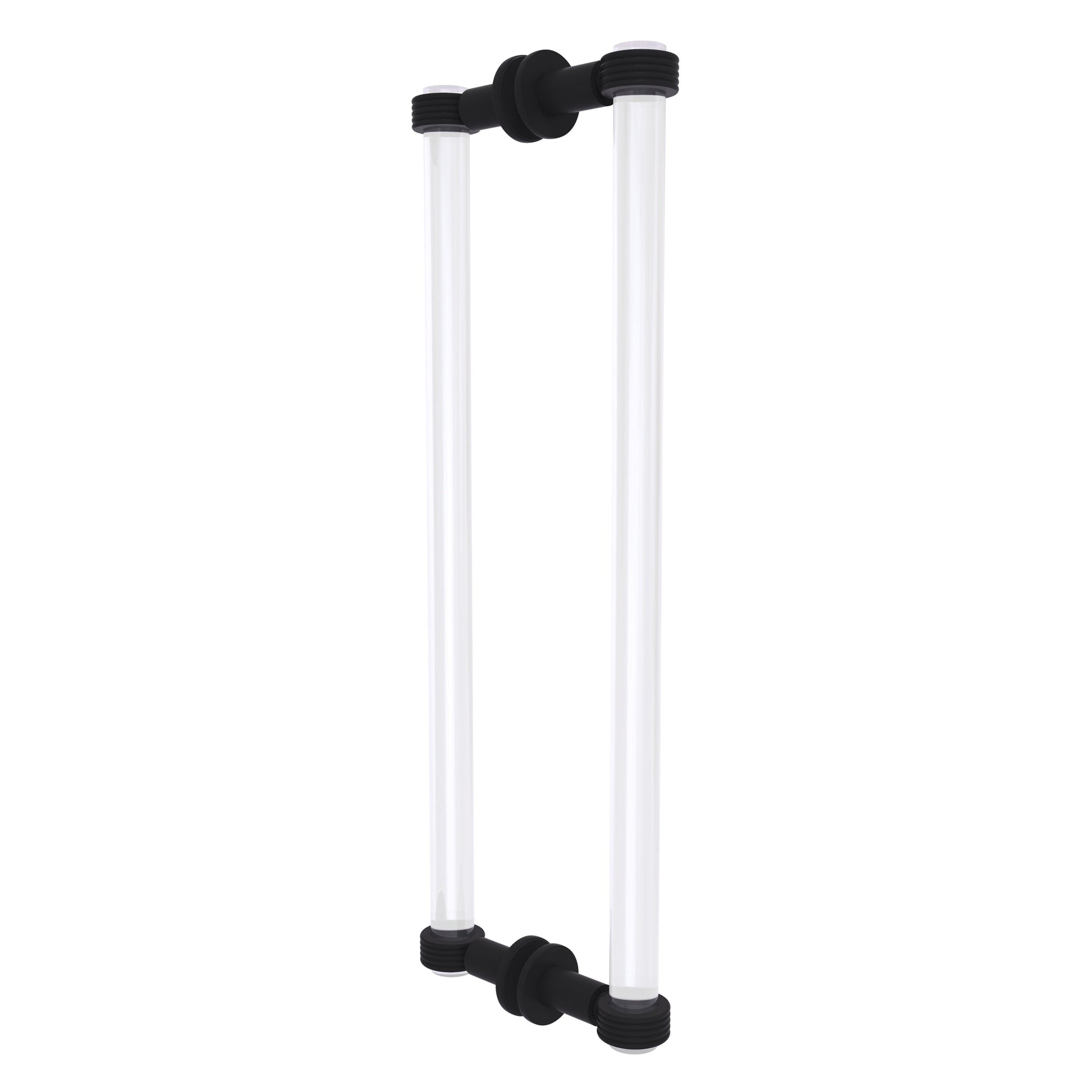 Allied Brass Clearview 19" x 1.7" Matte Black Solid Brass Back-to-Back Shower Door Pull With Grooved Accents