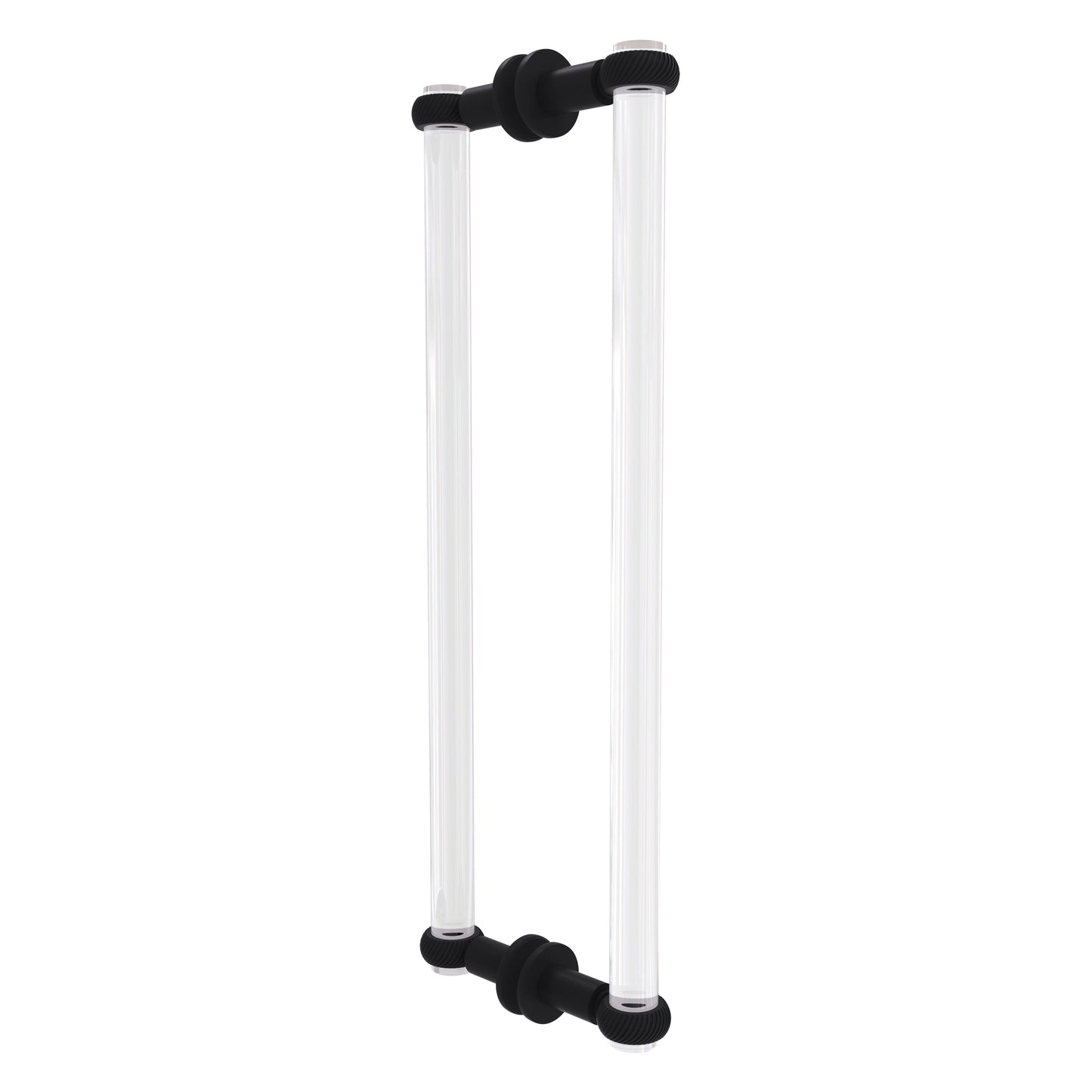 Allied Brass Clearview 19" x 1.7" Matte Black Solid Brass Back-to-Back Shower Door Pull With Twisted Accents