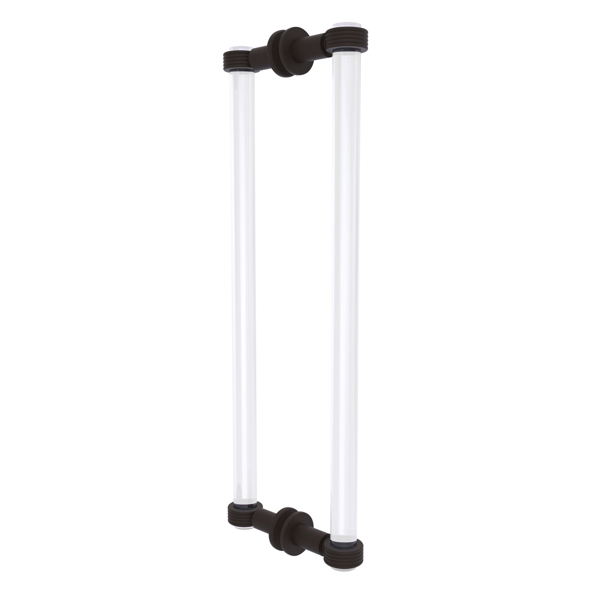 Allied Brass Clearview 19" x 1.7" Oil Rubbed Bronze Solid Brass Back-to-Back Shower Door Pull With Grooved Accents