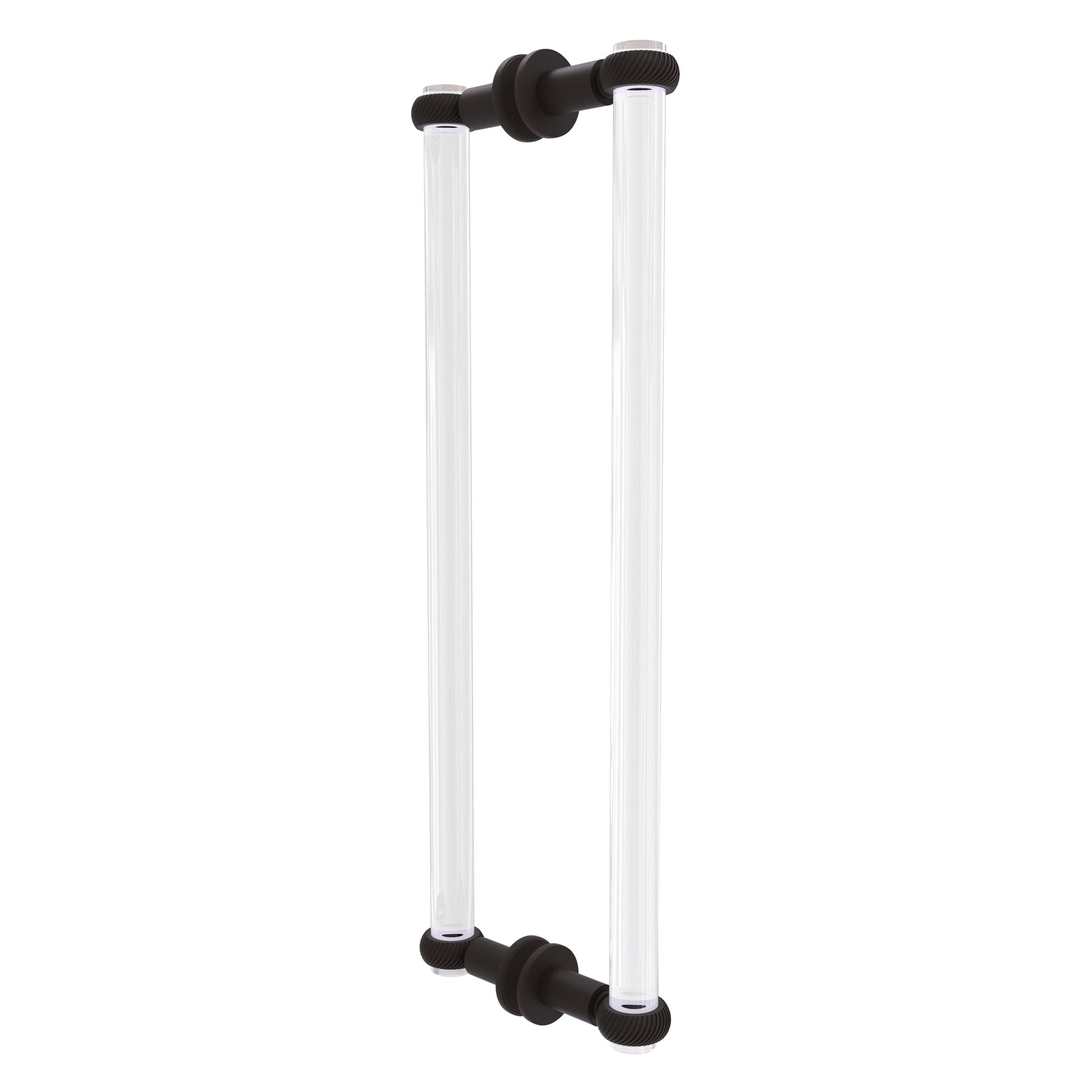 Allied Brass Clearview 19" x 1.7" Oil Rubbed Bronze Solid Brass Back-to-Back Shower Door Pull With Twisted Accents
