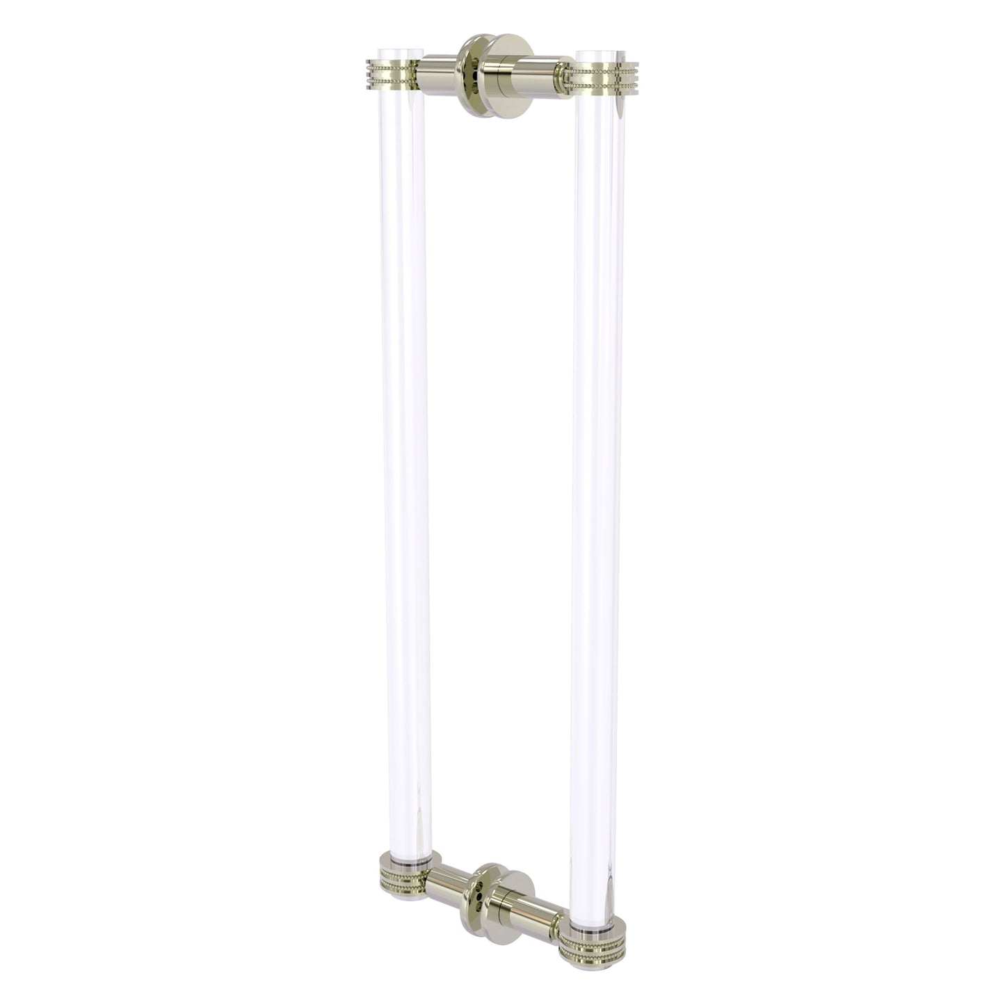 Allied Brass Clearview 19" x 1.7" Polished Nickel Solid Brass Back-to-Back Shower Door Pull With Dotted Accents