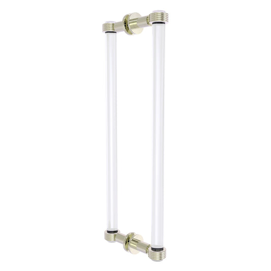 Allied Brass Clearview 19" x 1.7" Polished Nickel Solid Brass Back-to-Back Shower Door Pull With Grooved Accents