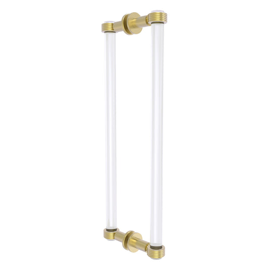 Allied Brass Clearview 19" x 1.7" Satin Brass Solid Brass Back-to-Back Shower Door Pull With Grooved Accents