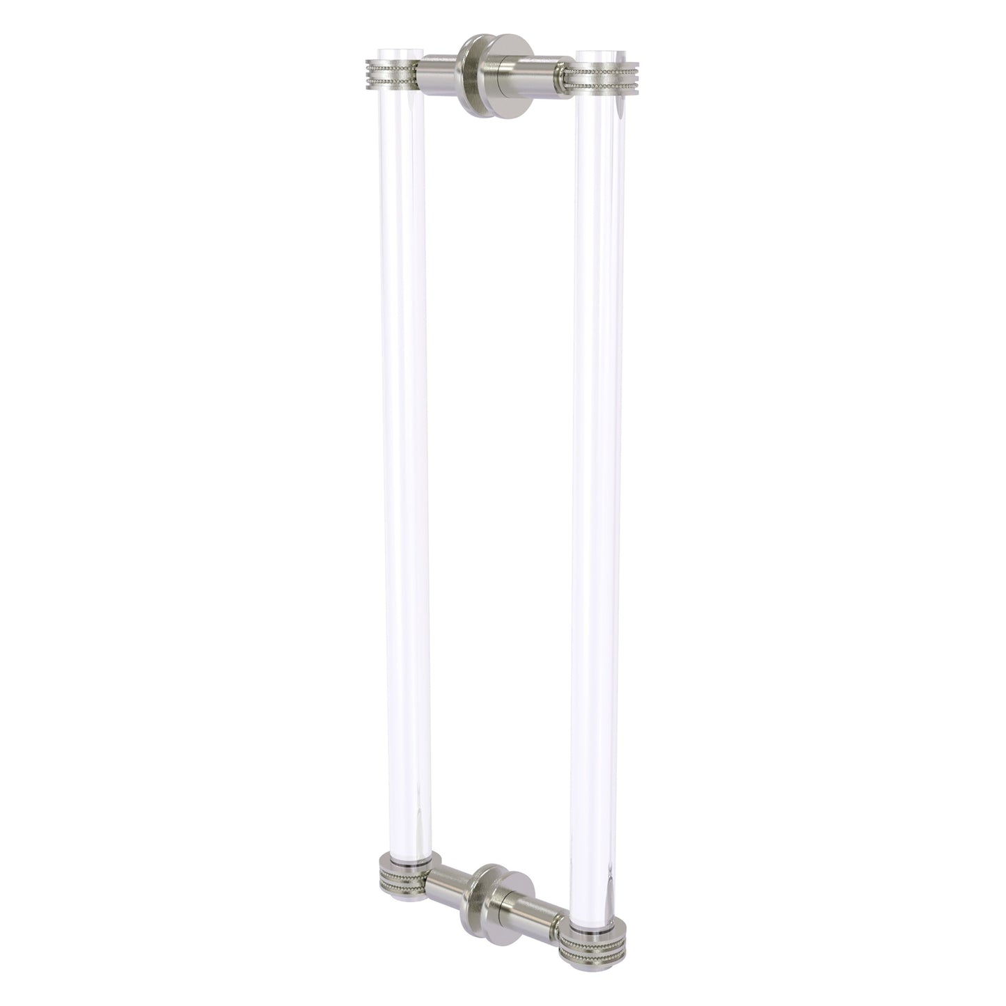 Allied Brass Clearview 19" x 1.7" Satin Nickel Solid Brass Back-to-Back Shower Door Pull With Dotted Accents
