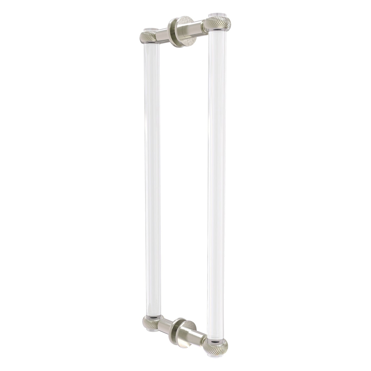 Allied Brass Clearview 19" x 1.7" Satin Nickel Solid Brass Back-to-Back Shower Door Pull With Twisted Accents