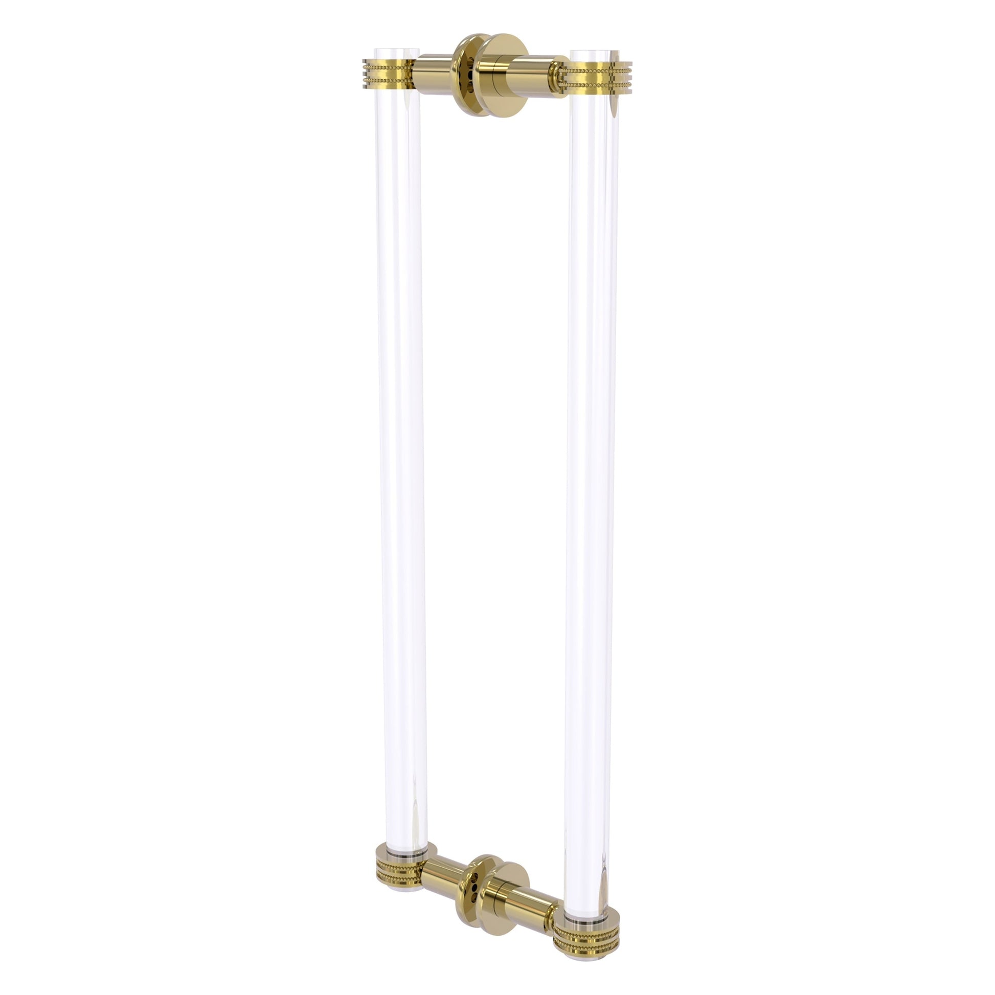 Allied Brass Clearview 19" x 1.7" Unlacquered Brass Solid Brass Back-to-Back Shower Door Pull With Dotted Accents